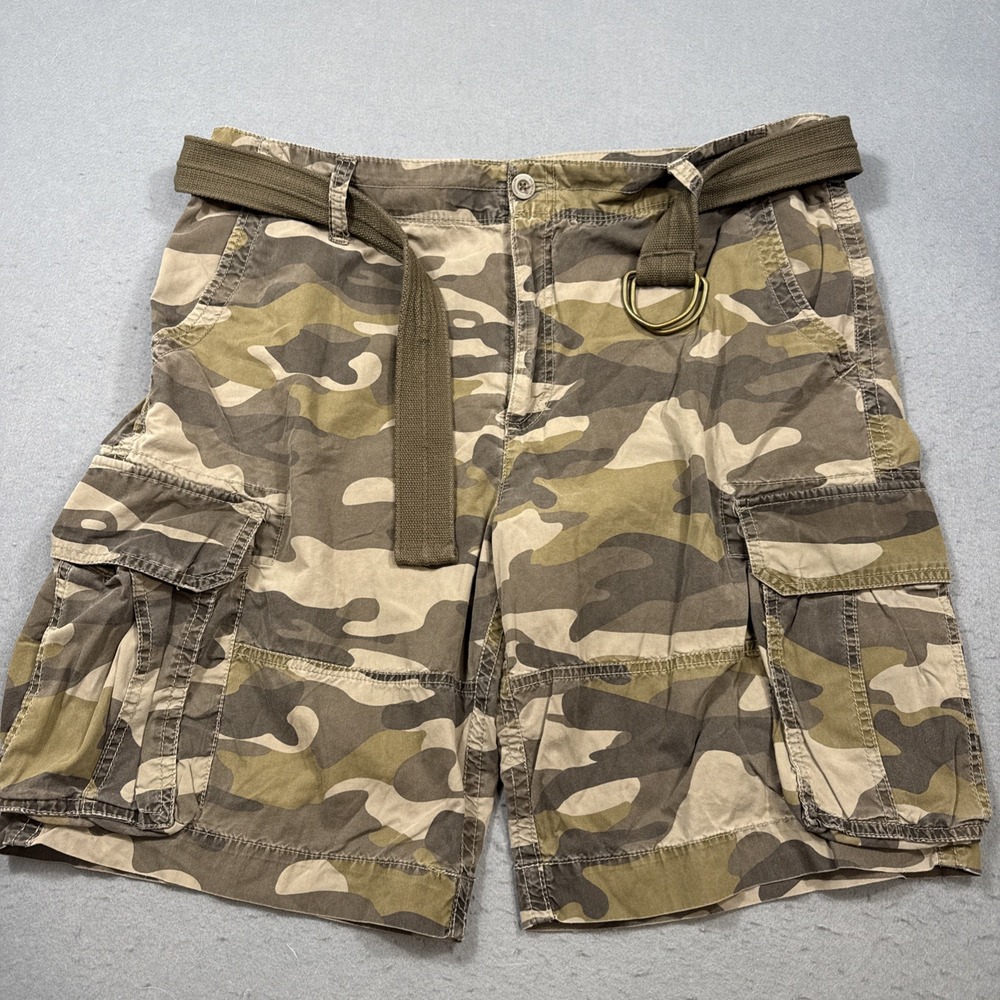 Magellan Sportswear Shorts Men's 40 Green Camo Cargo Outdoor Utility BELTED
